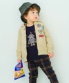 子供服 男の子 ツイルニット ロゴワッペン フード取り外し可能 ジップアップジャケット ベージュ(51) モデル画像アップ