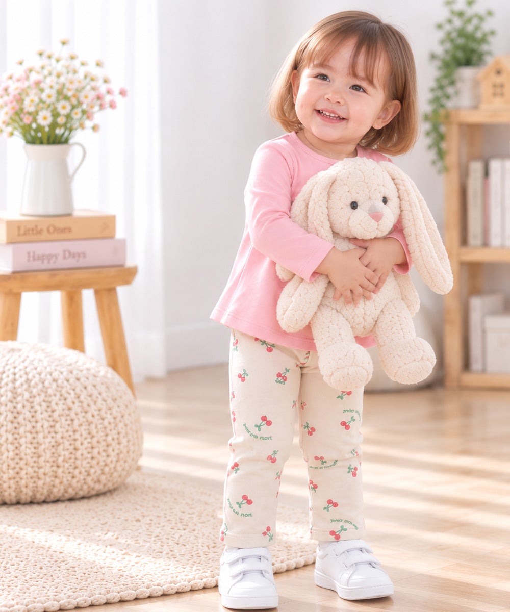 ベビー服 女の子 オリジナルチェリー柄　10分丈レギンスパンツ