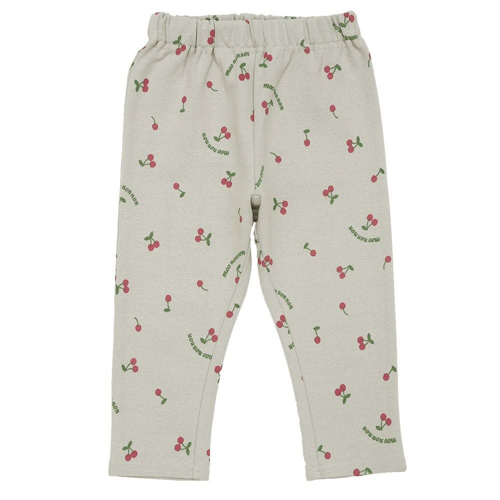ベビー服 女の子 オリジナルチェリー柄　10分丈レギンスパンツ グレー(09) 正面