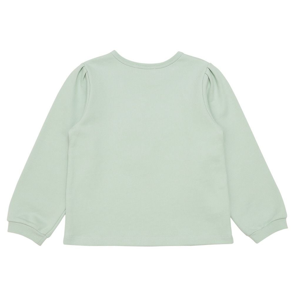 ベビー服 女の子 うさぎモチーフつきケーキ刺繍 裏毛トレーナー グリーン(08) 背面