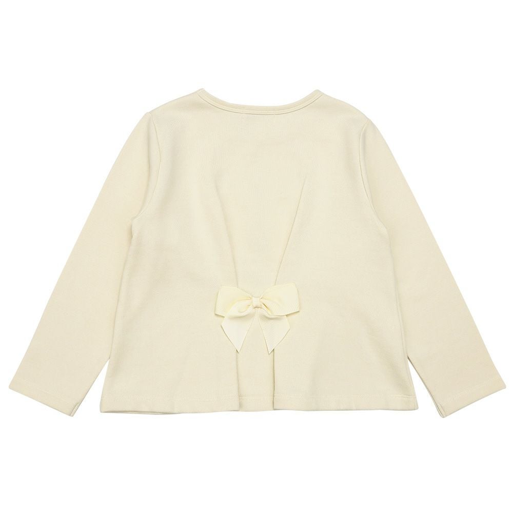 ベビー服 女の子 子ども服 キッズ ドレス ロゴ バレリーナ 刺繍 音符 リボン Aライン 裏毛 アイボリー(12) 背面