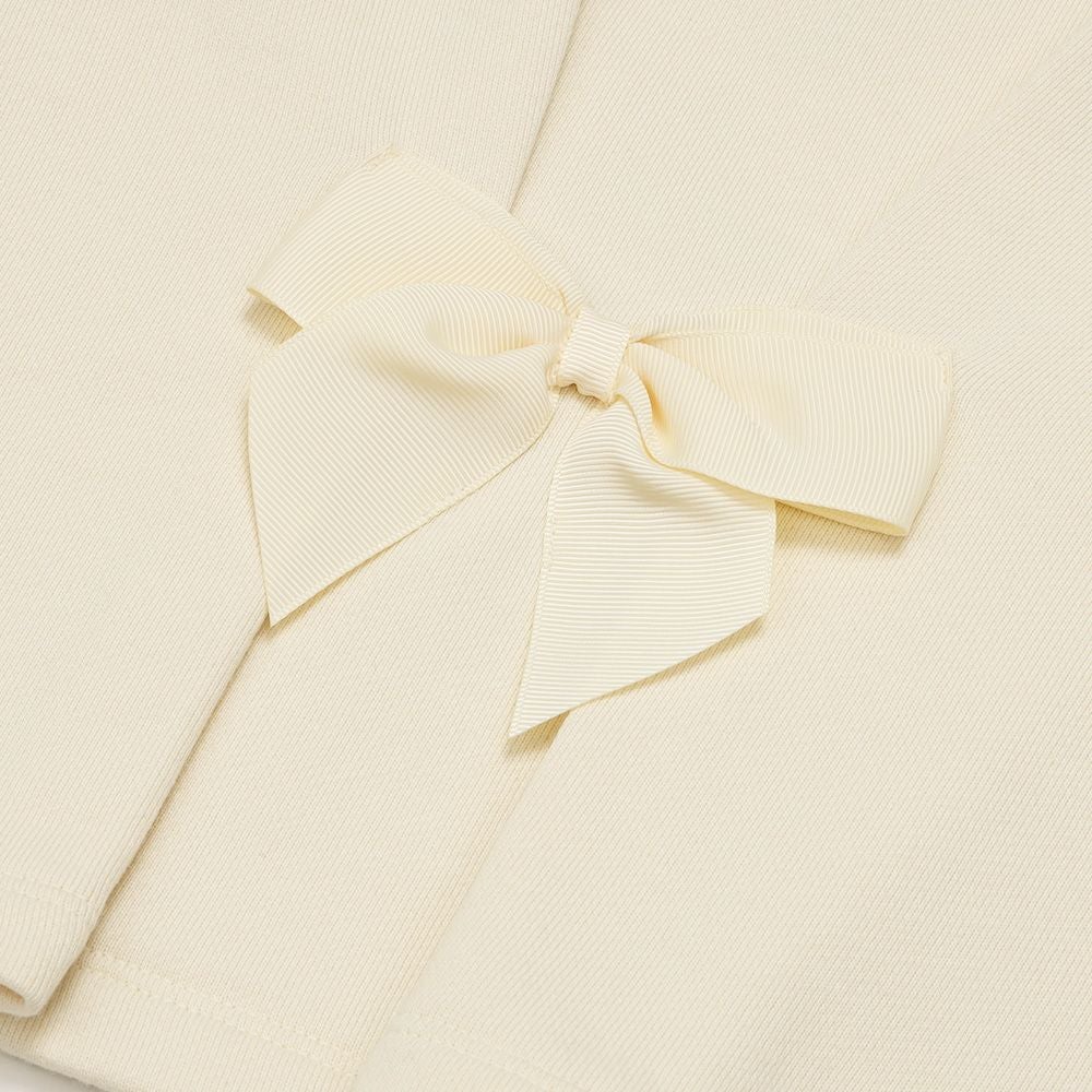 ベビー服 女の子 子ども服 キッズ ドレス ロゴ バレリーナ 刺繍 音符 リボン Aライン 裏毛 アイボリー(12) デザインポイント2