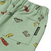 ベビー服 男の子 はたらく車 電車 乗り物プリント レギンスパンツ グリーン(08) デザインポイント1