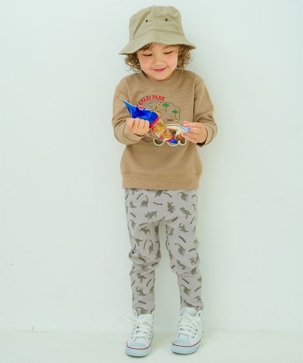 ベビー服 男の子 オリジナル恐竜プリント レギンスパンツ グレー(09) モデル画像アップ