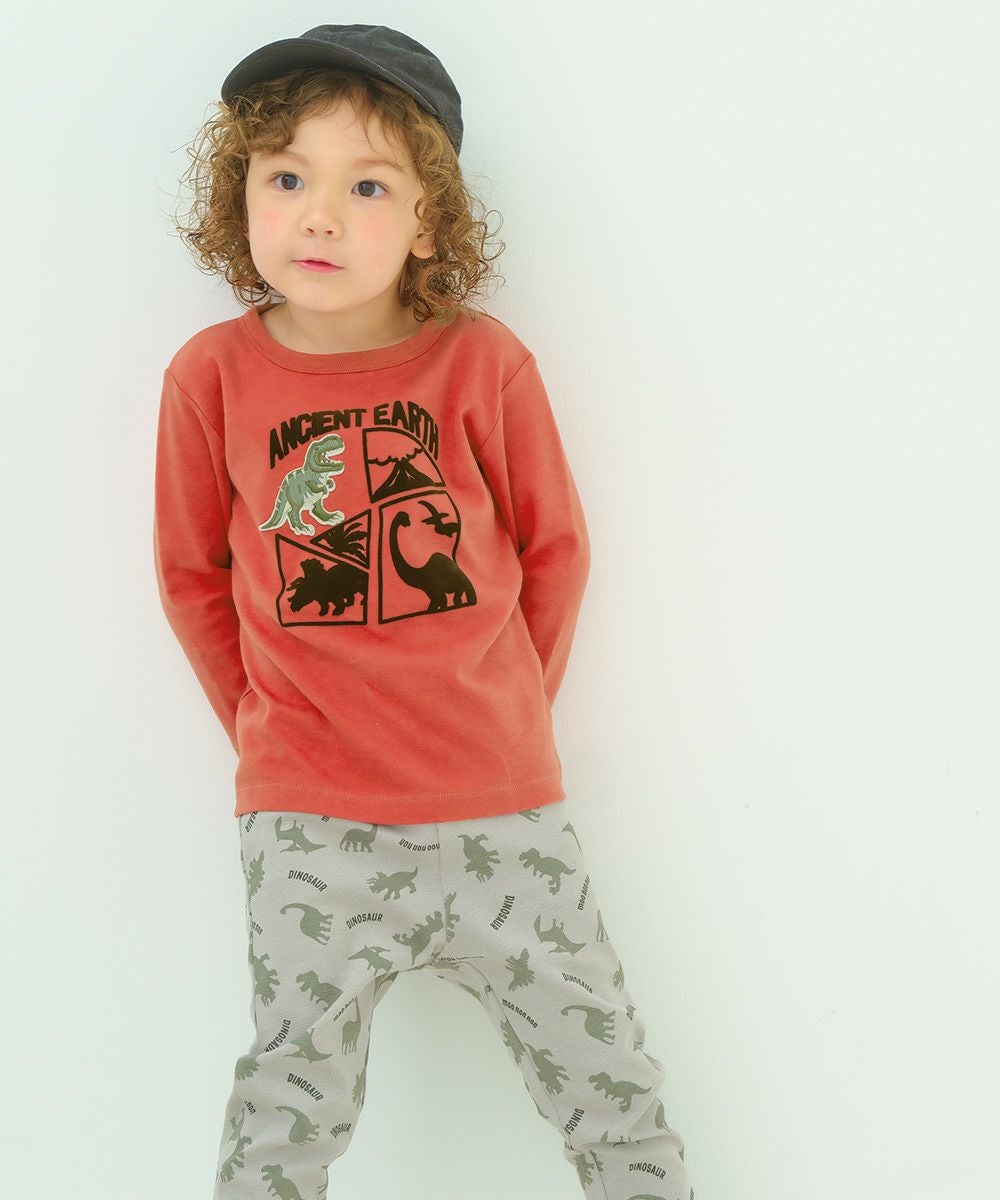 ベビー服 男の子 オリジナル恐竜プリント レギンスパンツ グレー(09) モデル画像3