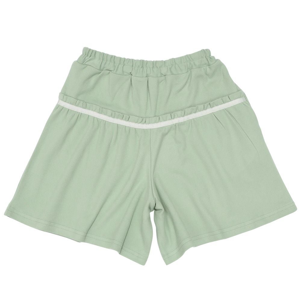 ベビー服 女の子 パウダースムース リボンつきキュロットパンツ エメラルドグリーン(81) 背面