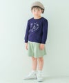 ベビー服 女の子 パウダースムース リボンつきキュロットパンツ エメラルドグリーン(81) モデル画像2