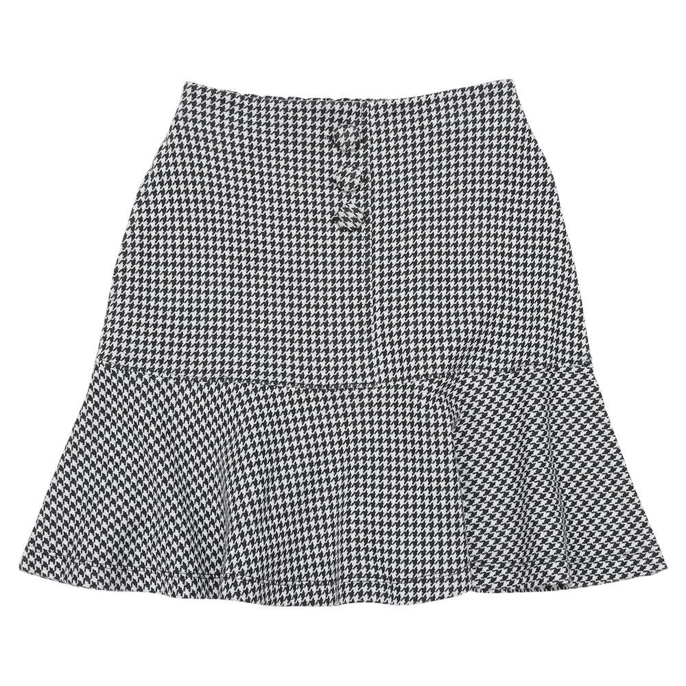 子供服 女の子 千鳥柄 飾りボタン付き フレアースカート ホワイト×ブラック(10) 正面