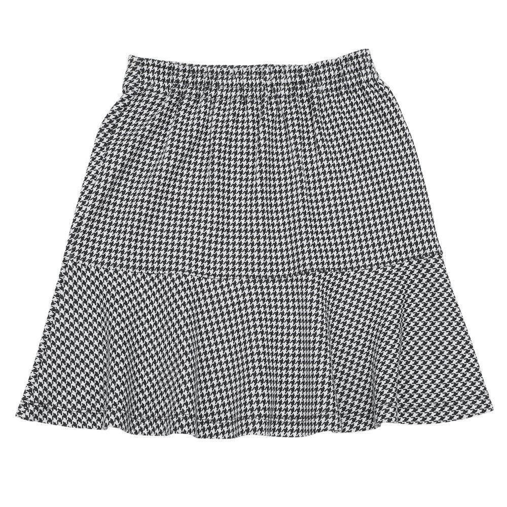 子供服 女の子 千鳥柄 飾りボタン付き フレアースカート ホワイト×ブラック(10) 背面