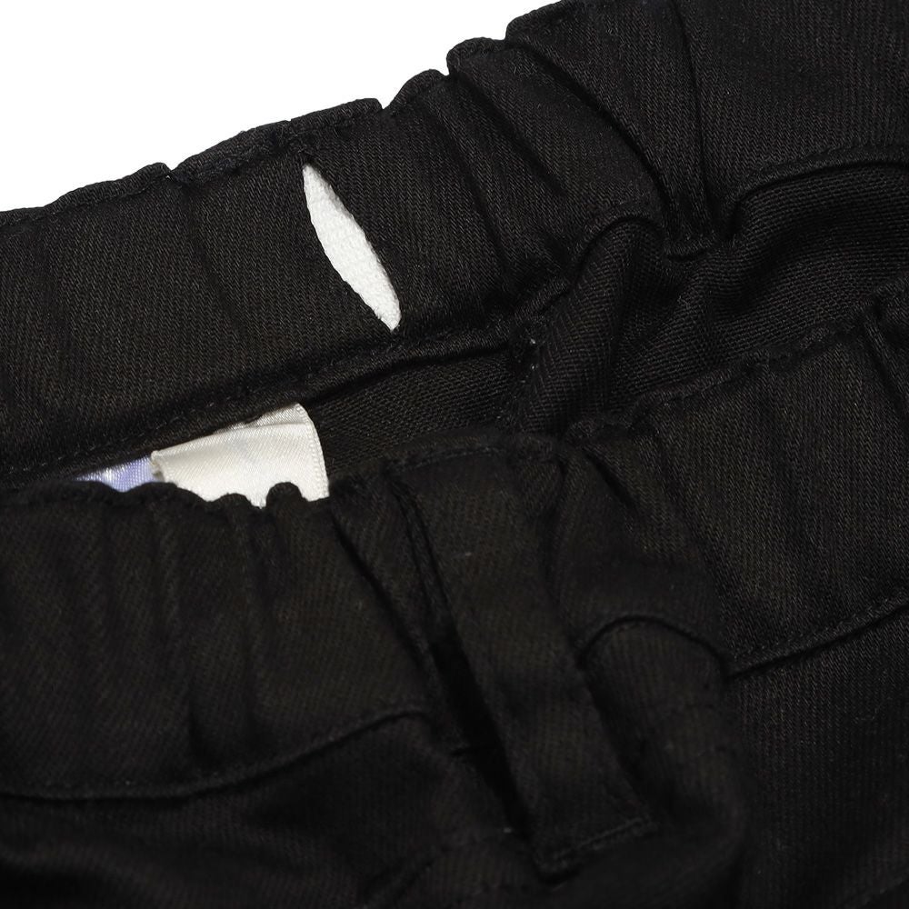 子供服 女の子 ストレッチツイル リボンロゴ刺? ロングパンツ ブラック(00) デザインポイント2