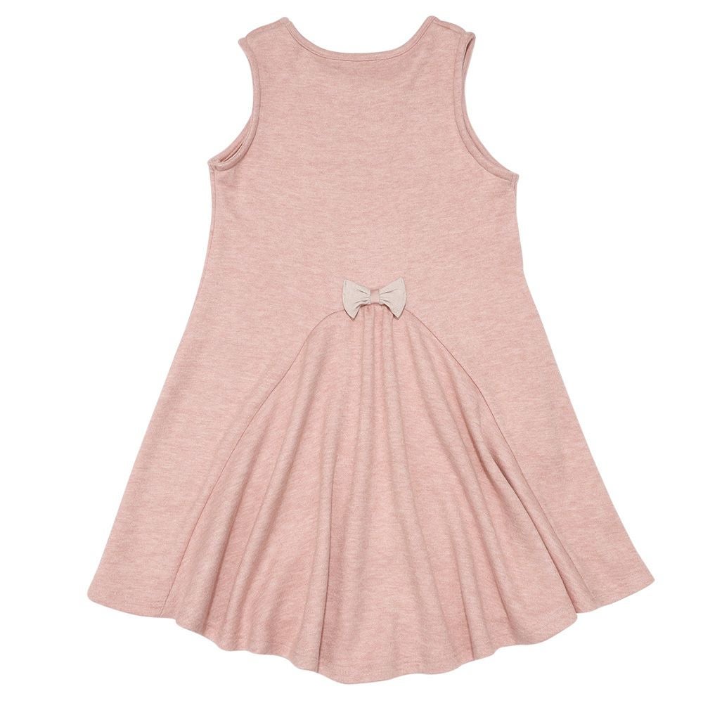 ベビー服 女の子 音符刺繍 Aライン バックリボン付きワンピース ピンク(02) 背面