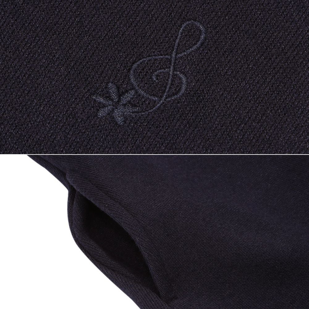 ベビー服 女の子 音符刺繍 Aライン バックリボン付きワンピース ネイビー(06) デザインポイント2