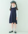 ベビー服 女の子 音符刺繍 Aライン バックリボン付きワンピース ネイビー(06) モデル画像2