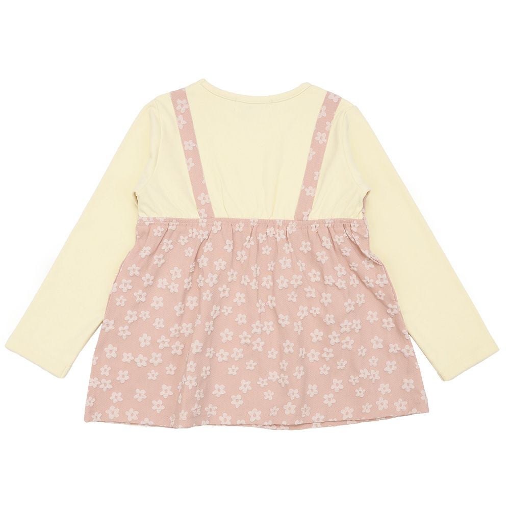 ベビー服 女の子 花柄キャミソール 重ね着風Tシャツ ピンク(02) 背面