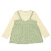 ベビー服 女の子 花柄キャミソール 重ね着風Tシャツ グリーン(08) 正面