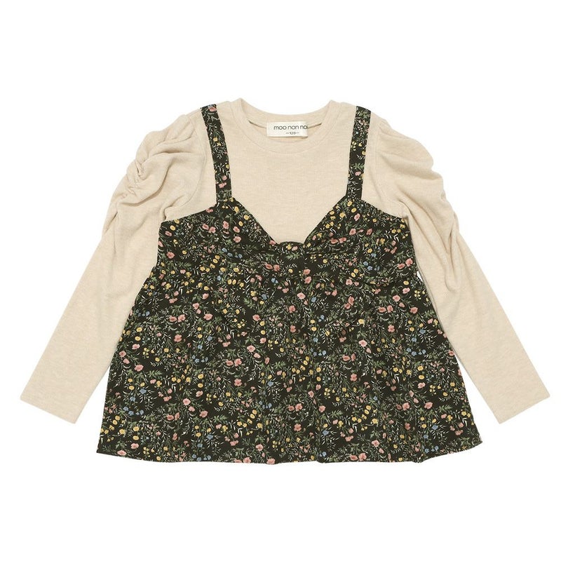 花柄リボンキャミソール 重ね着風デザインTシャツ
