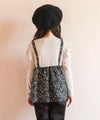 ベビー服 女の子 花柄リボンキャミソール 重ね着風デザインTシャツ ネイビー(06) モデル画像全身