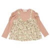 ベビー服 女の子 花柄リボンキャミソール 重ね着風デザインTシャツ アイボリー(12) 正面