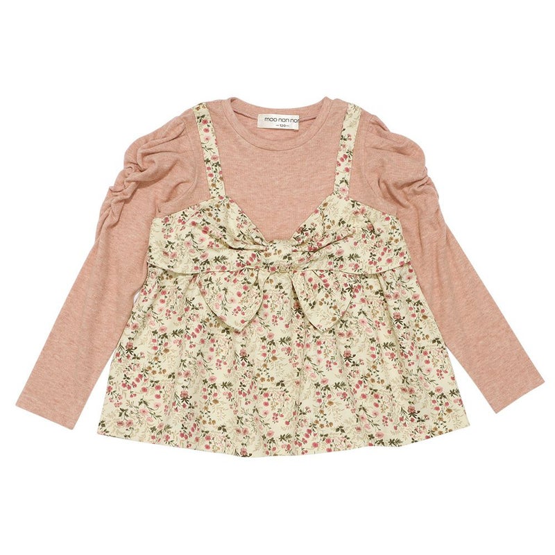 花柄リボンキャミソール 重ね着風デザインTシャツ