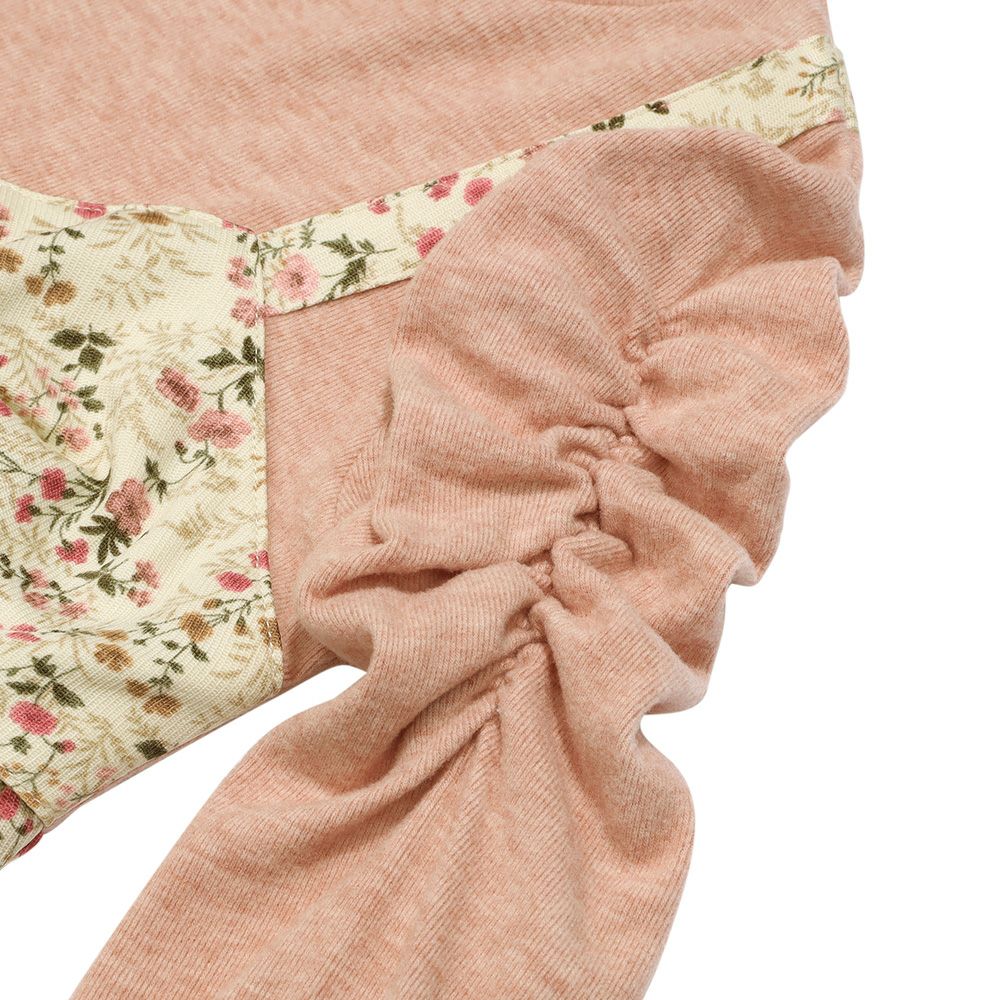 ベビー服 女の子 花柄リボンキャミソール 重ね着風デザインTシャツ アイボリー(12) デザインポイント2