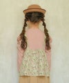 ベビー服 女の子 花柄リボンキャミソール 重ね着風デザインTシャツ アイボリー(12) モデル画像全身