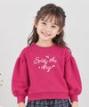 子供服 女の子 チェリー刺繍 ドロップ袖 裏毛トレーナー ピンク(02) 
