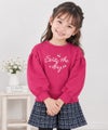 子供服 女の子 チェリー刺繍 ドロップ袖 裏毛トレーナー ピンク(02) 
