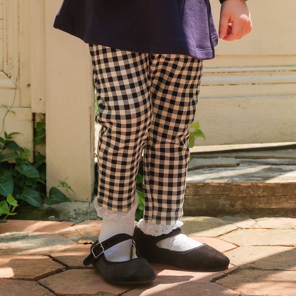 ベビー服 女の子 ストレッチ ギンガムチェック柄ロングパンツ