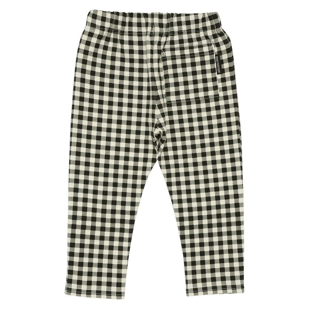 ベビー服 女の子 ストレッチ ギンガムチェック柄ロングパンツ ホワイト×ブラック(10) 背面