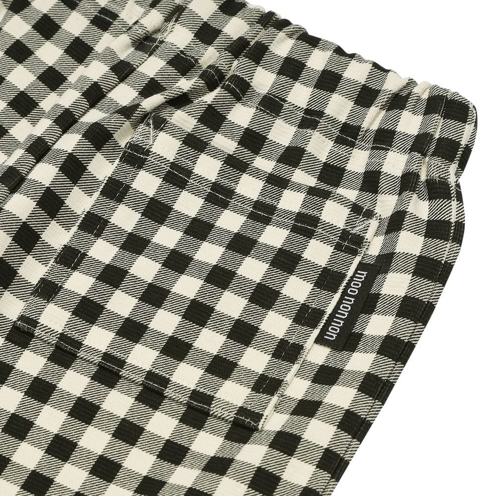 ベビー服 女の子 ストレッチ ギンガムチェック柄ロングパンツ ホワイト×ブラック(10) デザインポイント1