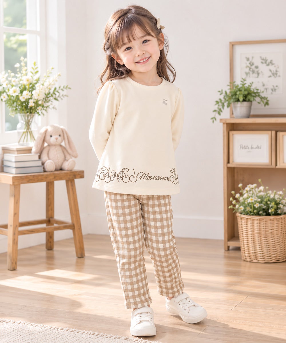 ベビー服 女の子 ストレッチ ギンガムチェック柄ロングパンツ