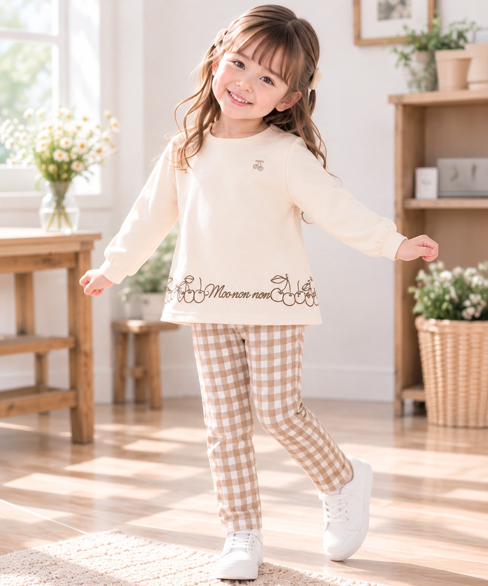 ベビー服 女の子 ストレッチ ギンガムチェック柄ロングパンツ