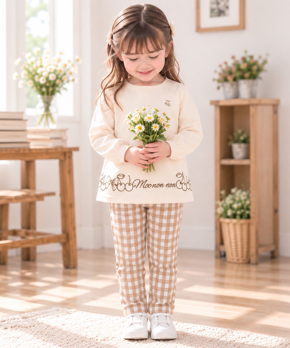 ベビー服 女の子 ストレッチ ギンガムチェック柄ロングパンツ