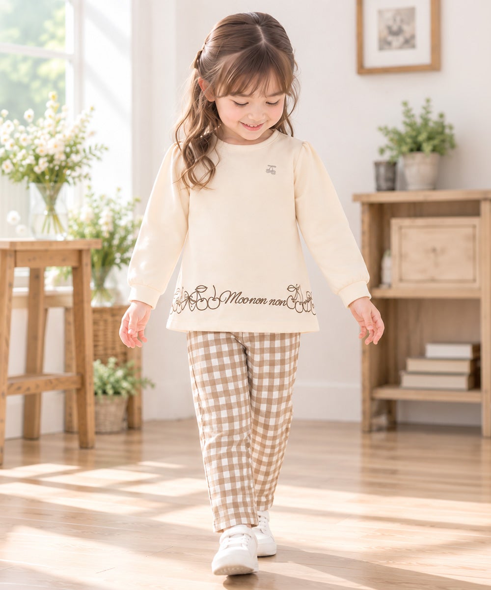ベビー服 女の子 ストレッチ ギンガムチェック柄ロングパンツ