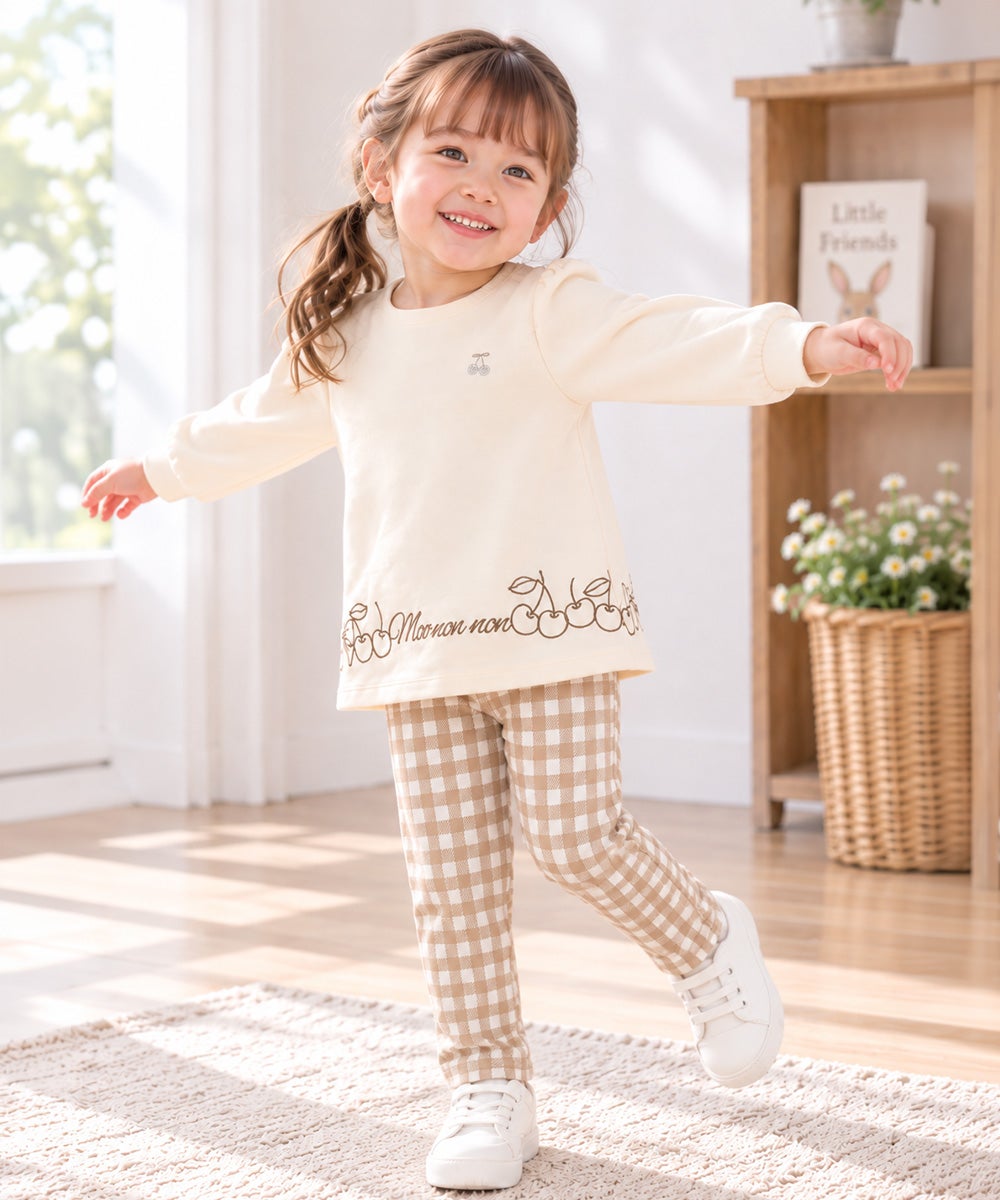 ベビー服 女の子 ストレッチ ギンガムチェック柄ロングパンツ