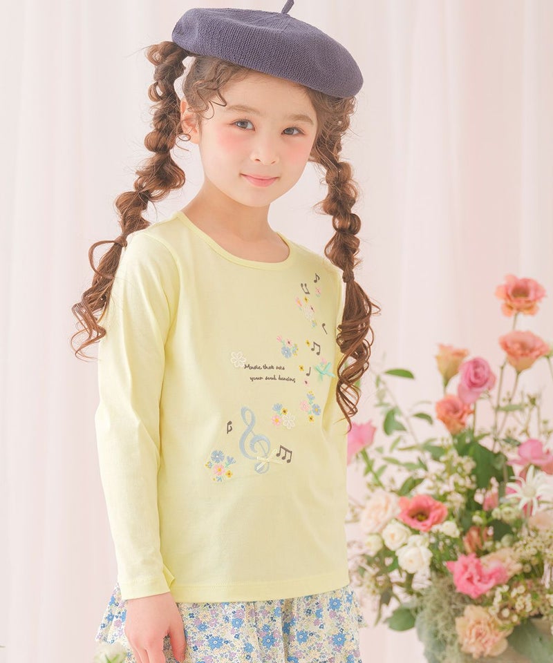 綿100% 立体 刺繍 モチーフ付き Tシャツ