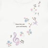 ベビー服 女の子 綿100％音符お花ロゴ刺繍Ｔシャツ オフホワイト(11) デザインポイント1