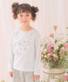 ベビー服 女の子 綿100％音符お花ロゴ刺繍Ｔシャツ オフホワイト(11) モデル画像1