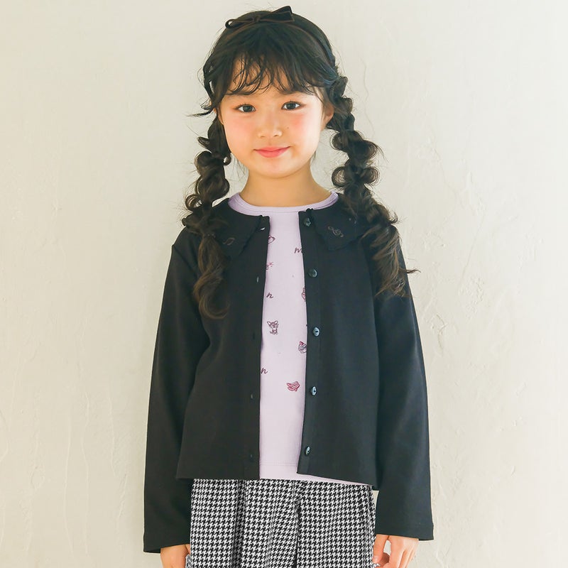 ベビー服 女の子 子ども服 こども服 こども キッズ ジュニア 音符刺繍 フリル襟 ボタン開き リブ