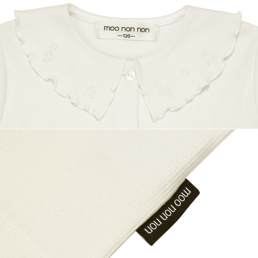 ベビー服 女の子 音符刺繍フリル襟 リブカーディガン オフホワイト(11) デザインポイント2