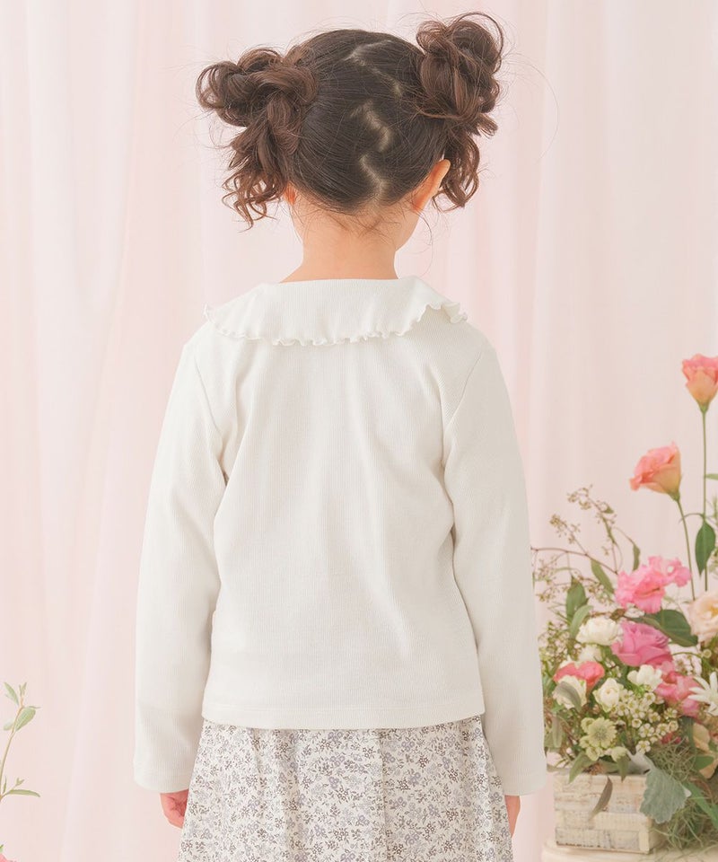 バラリボン付きボーダー柄チュール＆ベロア切り替え