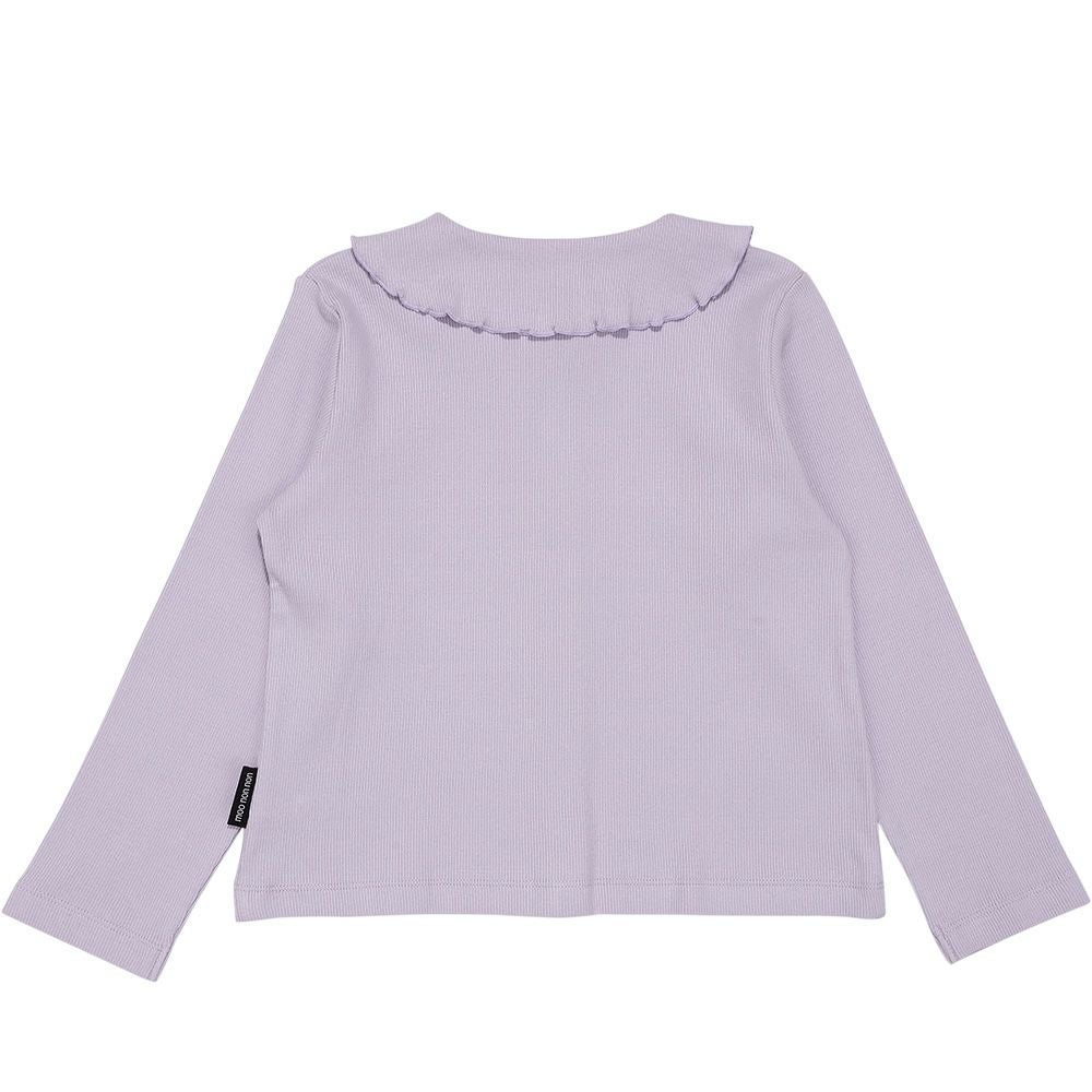 ベビー服 女の子 音符刺繍フリル襟 リブカーディガン パープル(91) 背面