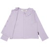 ベビー服 女の子 音符刺繍フリル襟 リブカーディガン パープル(91) デザインポイント1