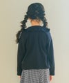 ベビー服 女の子 子ども服 こども服 こども キッズ ジュニア 音符刺繍 フリル襟 ボタン開き リブ ブラック(00) モデル画像全身