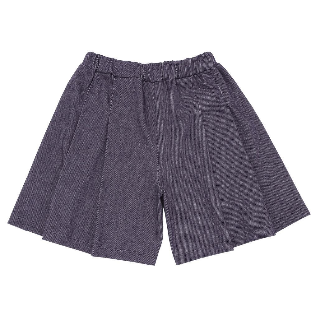 ベビー服 女の子 デニムツイルニット音符ワッペンキュロットパンツ ネイビー(06) 背面