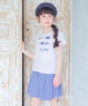 ベビー服 女の子 デニムツイルニット音符ワッペンキュロットパンツ ブルー(61)