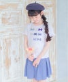 ベビー服 女の子 デニムツイルニット音符ワッペンキュロットパンツ ブルー(61)
