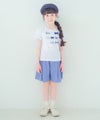 ベビー服 女の子 デニムツイルニット音符ワッペンキュロットパンツ ブルー(61)