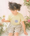 子供服 女の子 綿100％小花柄リボンつき キュロットパンツ イエロー(04) モデル画像1