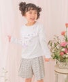 子供服 女の子 綿100％小花柄リボンつき キュロットパンツ グレー(09) モデル画像1